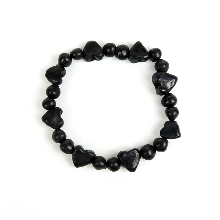 Barro Negro (Mexican Black Clay): Heart Bead Bracelet