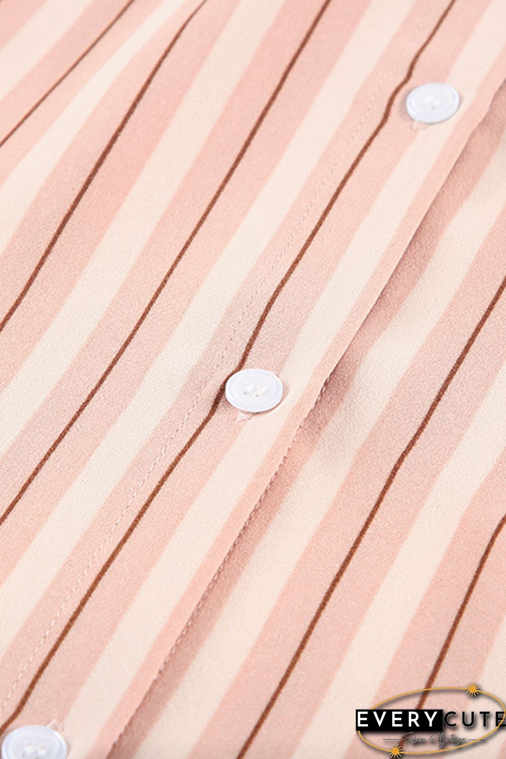 Pink Striped Buttons Closure Long Sleeve Shirt