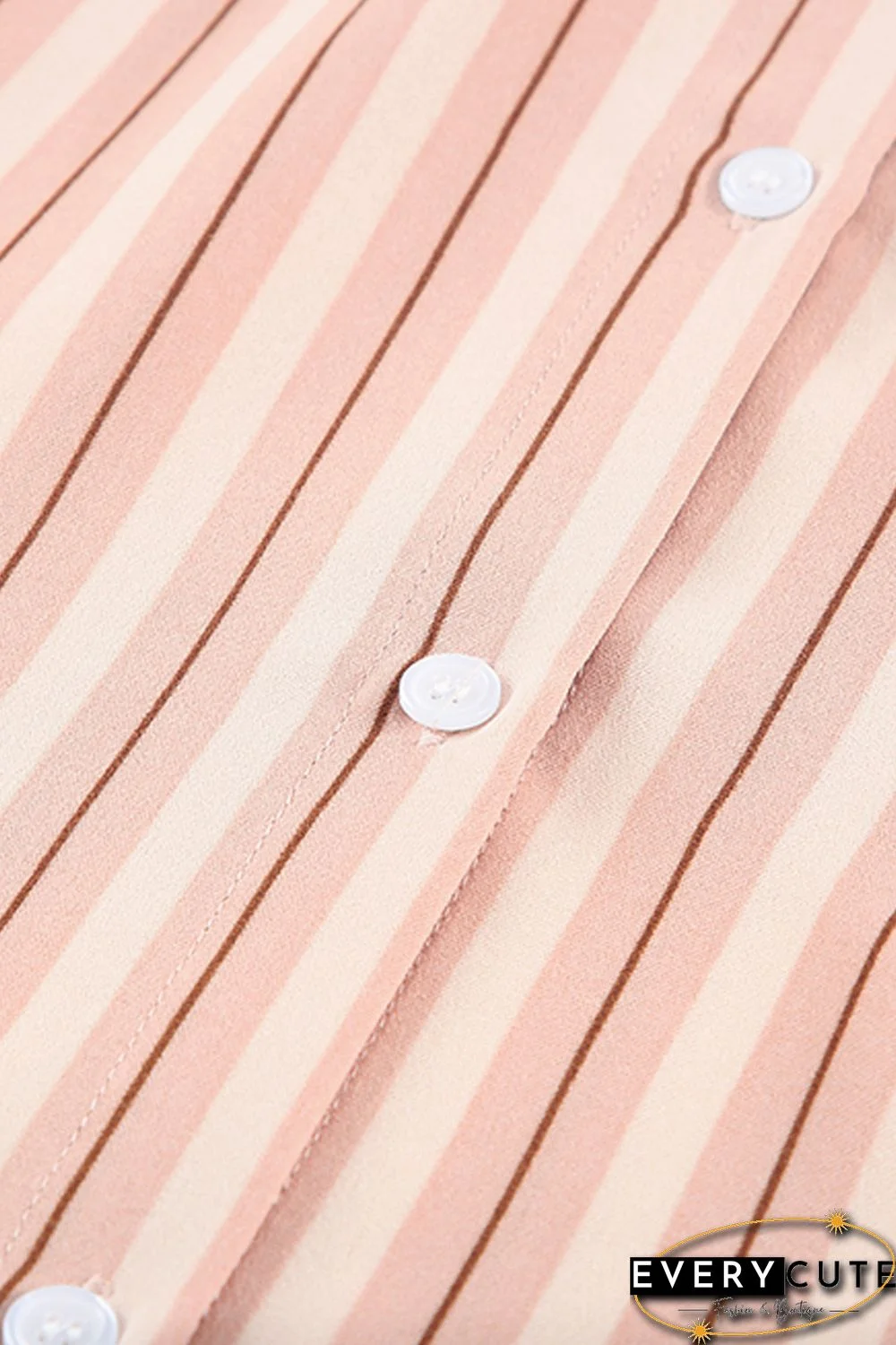 Pink Striped Buttons Closure Long Sleeve Shirt