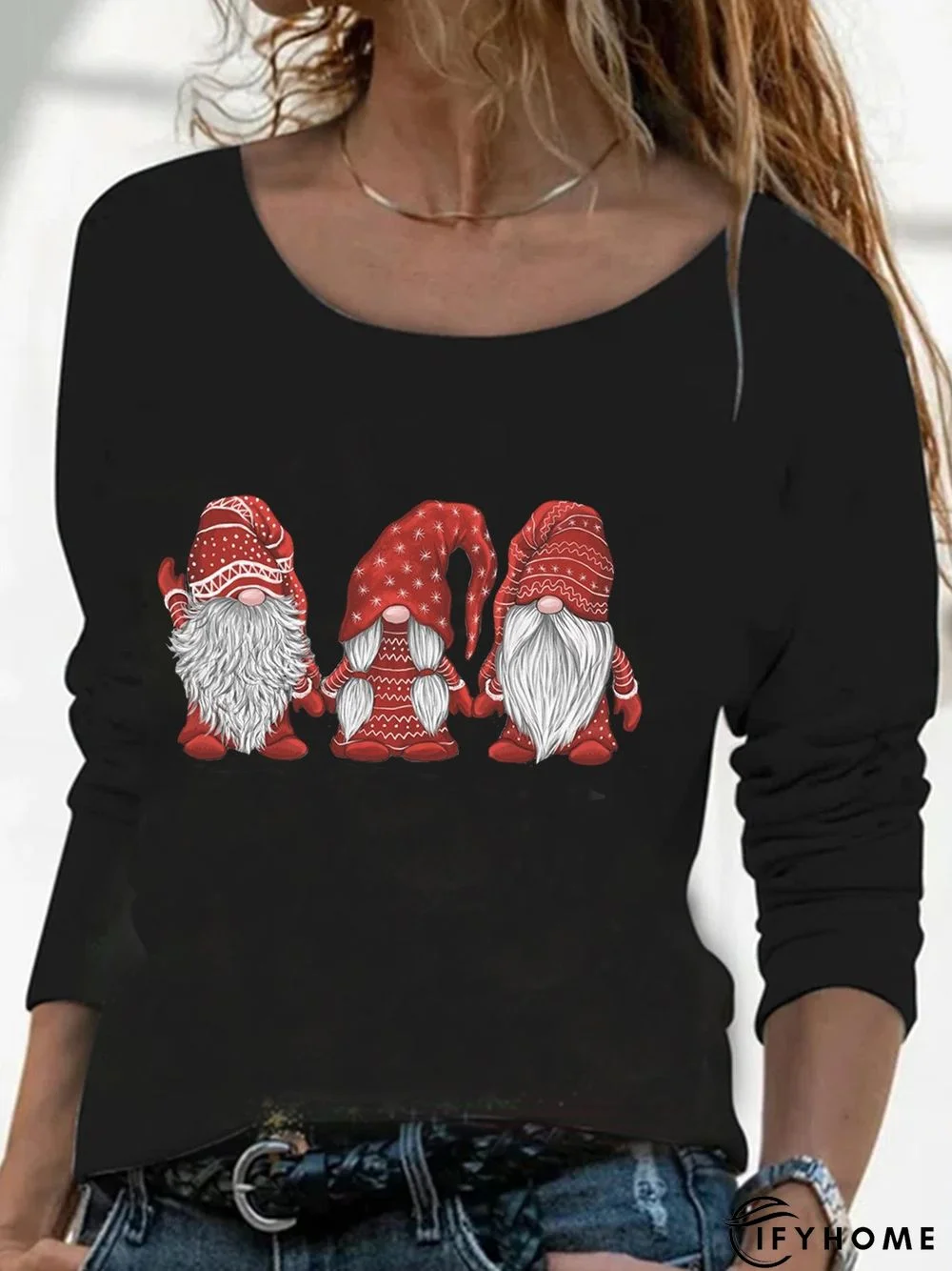 Crew Neck Casual  Loose Christmas T-Shirt | IFYHOME