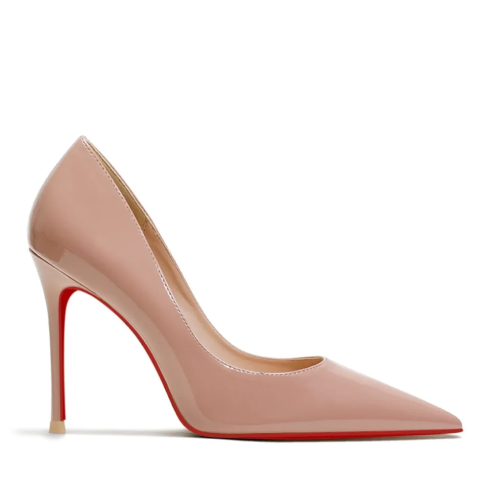 100mm Women's Red Bottom High Heels Party Daily Patent Pumps-MERUMOTE