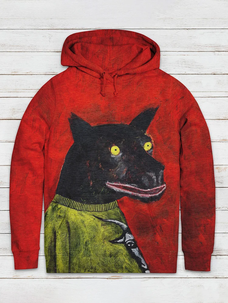 Men's Dark Art Animal Print Casual Hoodie