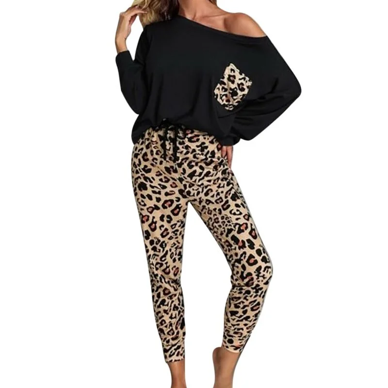 Graduation Gifts  2022 autumn and winter new style women's fashion leopard print drawstring leisure sports suit