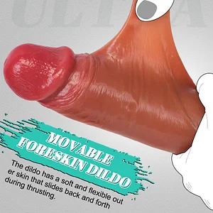 7.8 Inches Realistic Movable Foreskin Dildo