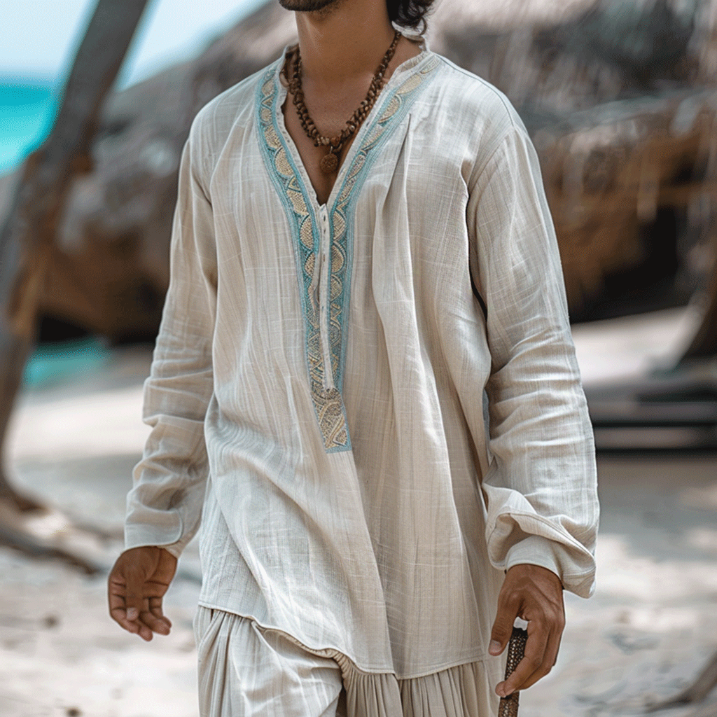 Men's Linen Bohemian Shirt-inspireuse
