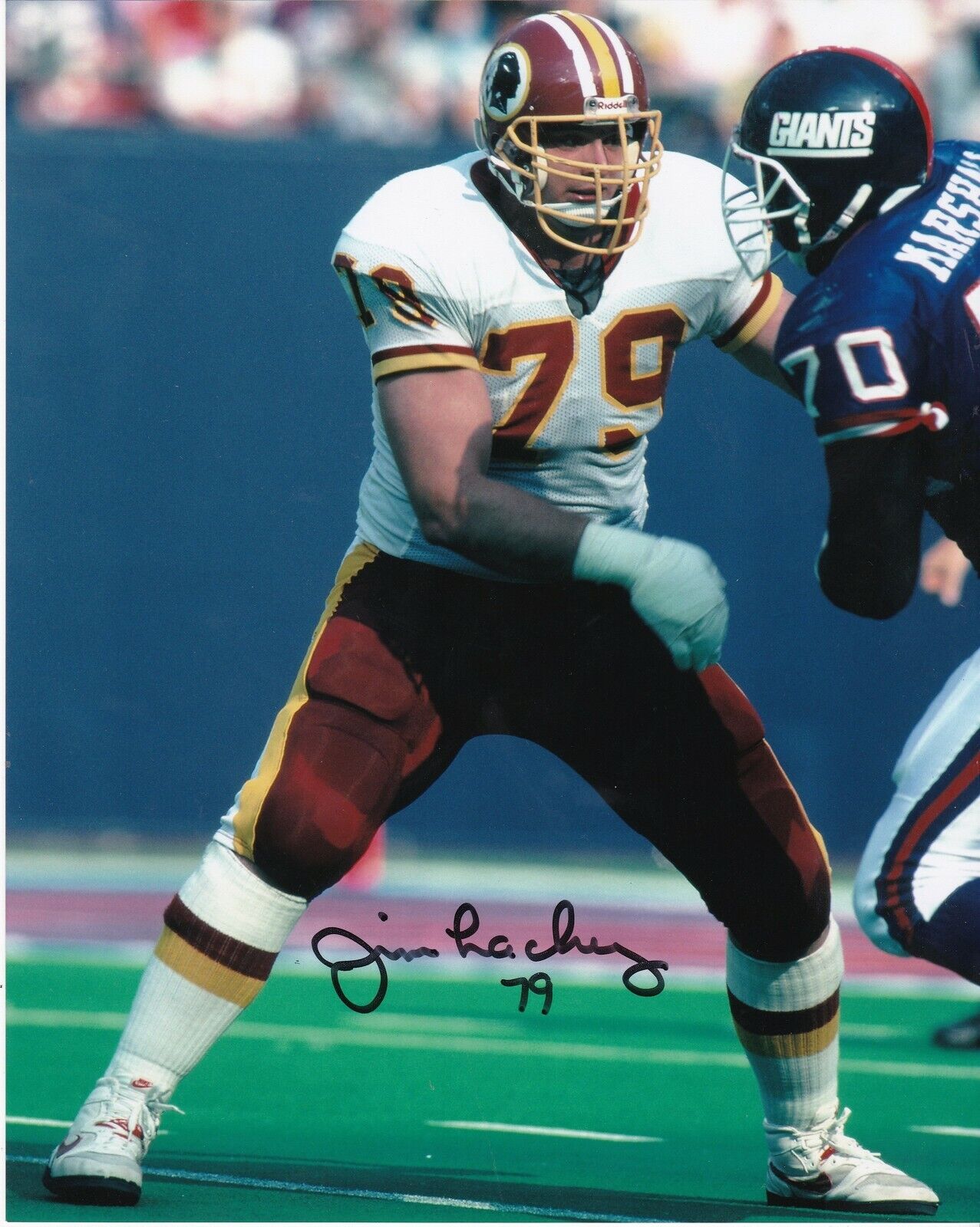 JIM LACHEY WASHINGTON REDSKINS ACTION SIGNED 8x10