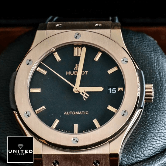 Hublot Black Dial Automatıc Gold Bezel Replica in the box