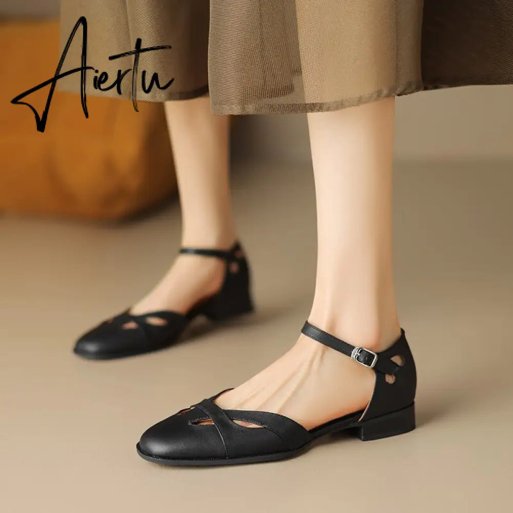 Summer Retro Women Sandals Women Shoes Ladies Casual Shoes Low Heel Chunky Sandals Gladiator Fashion Chaussures Romaines Aiertu