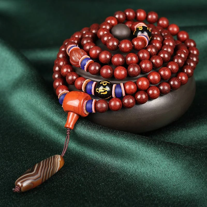 Small Leaf Red Sandalwood Tibetan Mala Necklace Bracelet