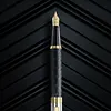 Matt Black Engraved E9347 Barrel and Glossy Chrome Cap with Gold PVD Edges