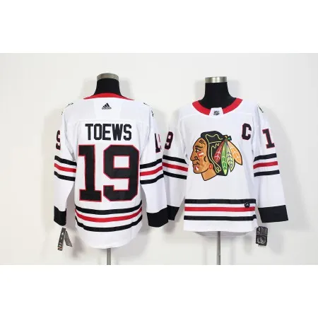 Men's  Chicago Blackhawks #19 Jonathan Toews White Stitched NHL Jersey