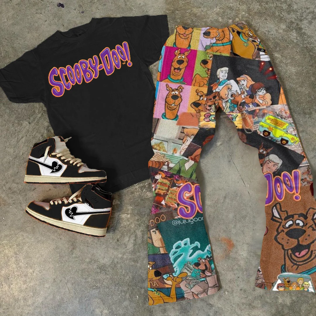 Fashion Scooby Doo Print T-Shirt Trousers Two-Piece Set