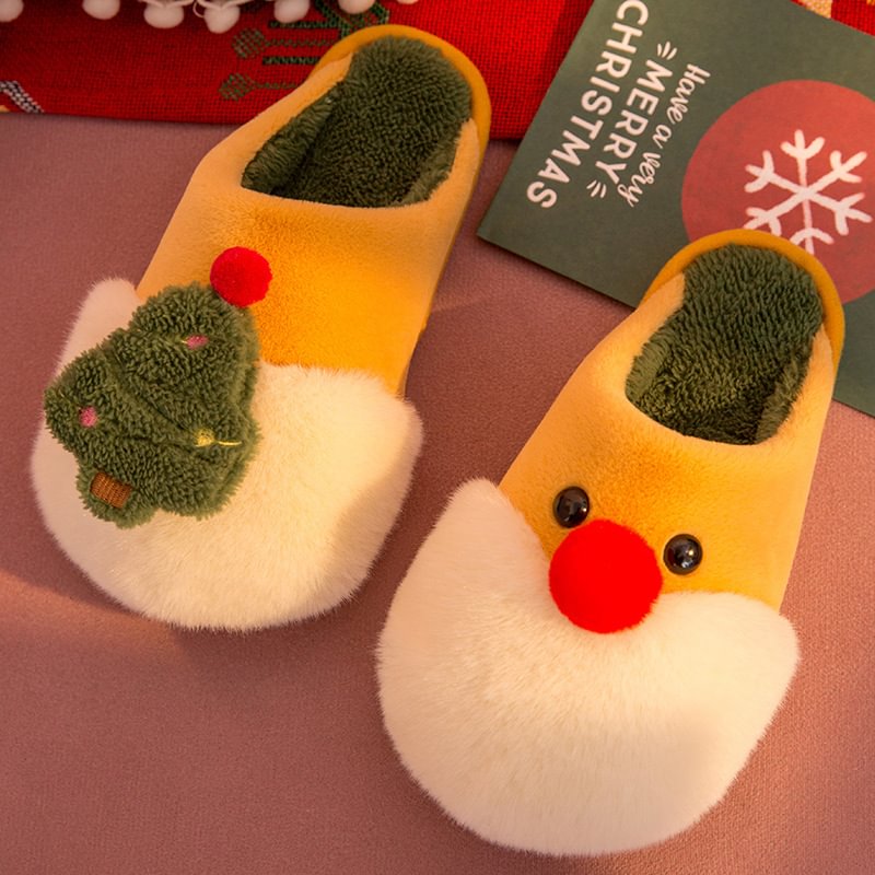 Christmas Plush Home Warm Cotton Slippers