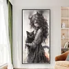 Black And White Girl And Cat-14CT Counted Cross Stitch 50*100cm/19.69*39.37in(Big Size) tapestrymarket