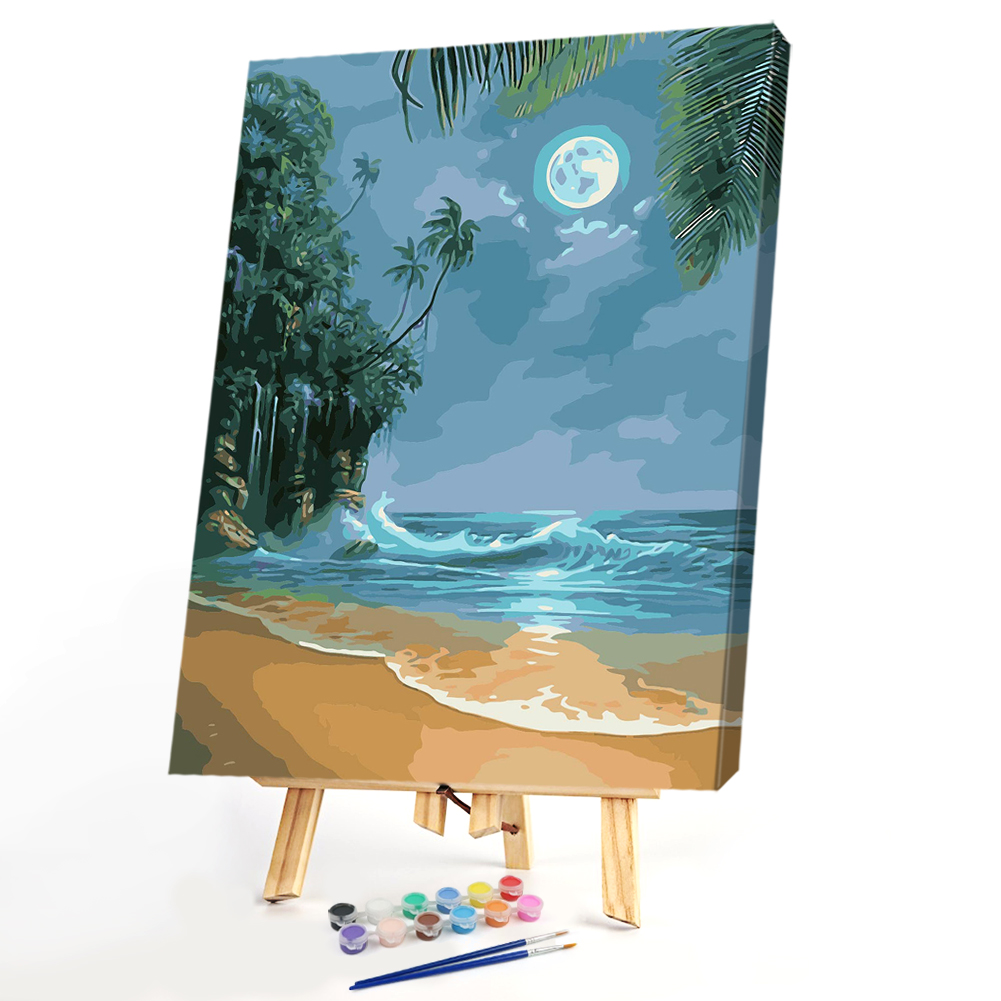 

40*50CM Paint By Numbers-Moonlight by the Sea, 501 Original