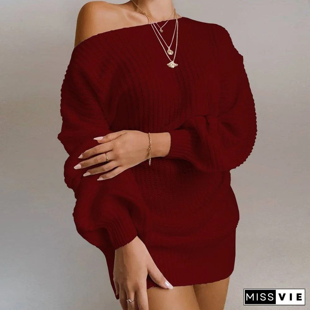 Daily Off Shoulder Sweater Dress