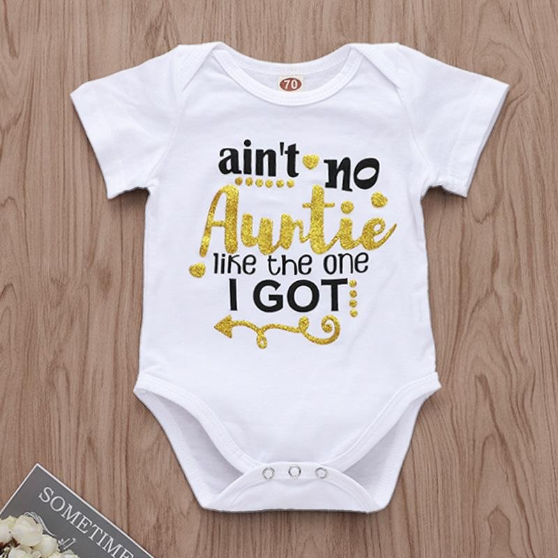 "Ain't no Auntie Like the one I Got" Letter Printed Baby Romper
