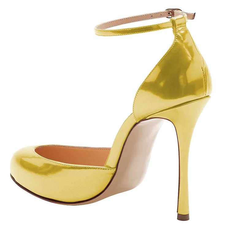 Gold Ankle Strap Pumps - High Heels for Dressy Occasions Vdcoo