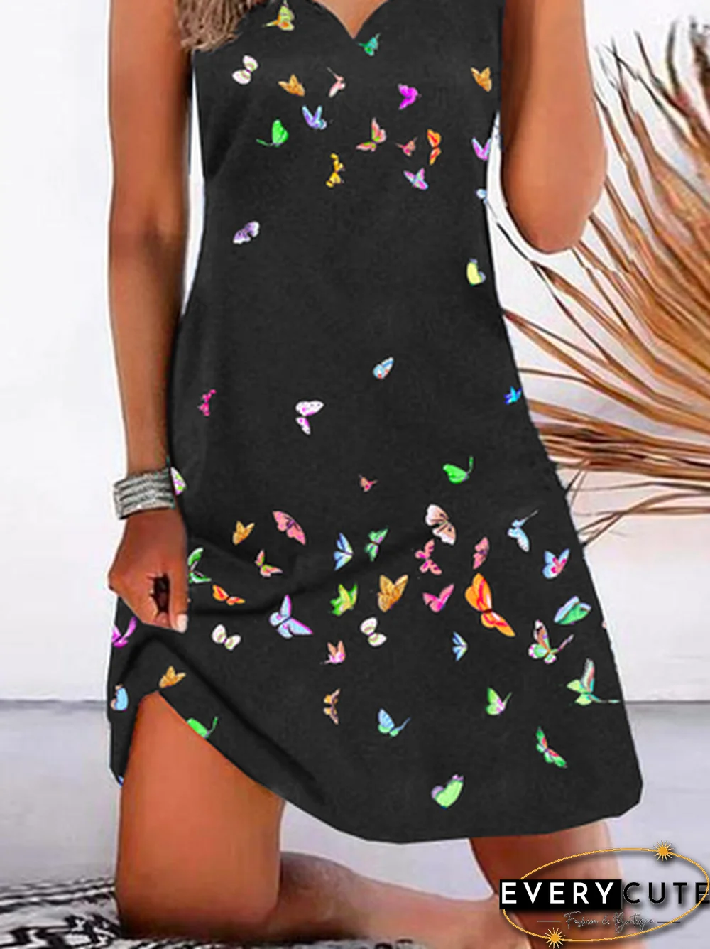 V Neck Casual Sleeveless Knitting Dresses