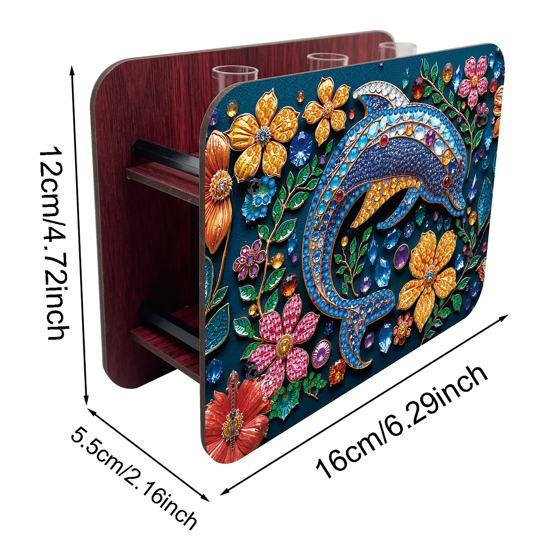 Dolphin DIY Flower Vase Wooden Double Sided Desktop Diamond Art Kit Home Decor
