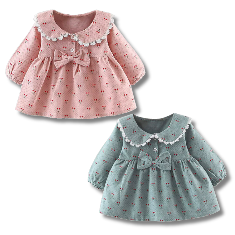 Cherry On Smock Spanish Vintage Baby Dress 