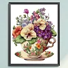 (Stamped/Counted) Flowers In Tea Cup - 18CT Cross Stitch 20*25cm/7.87*9.84in