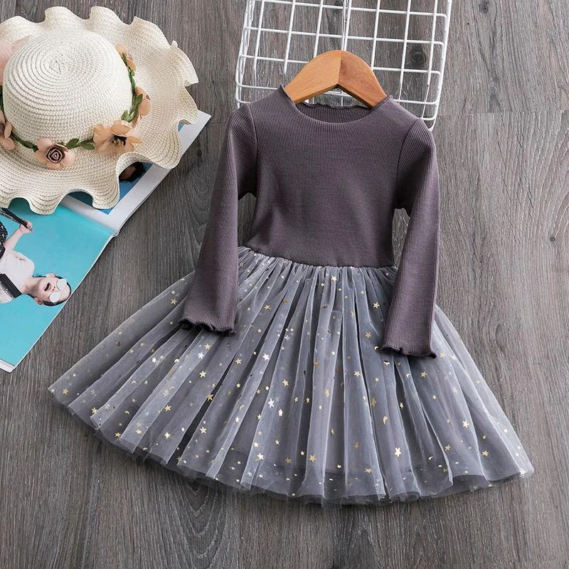 Little Girl Dress Long Sleeve Knit Dresses Children Casual Clothing Kids Baby Girl Clothes 1 to 4 Years Tutu Birthday Party Wear
