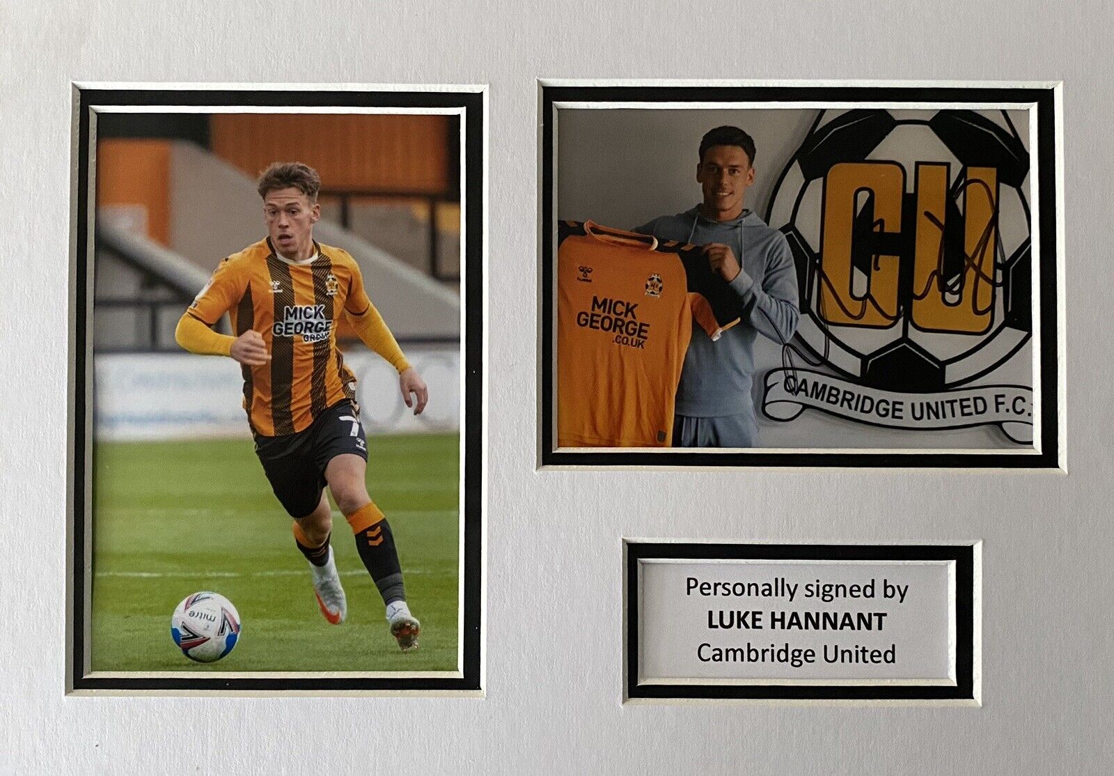 Luke Hannant Genuine Hand Signed Cambridge United Photo Poster painting In A4 Mount Display