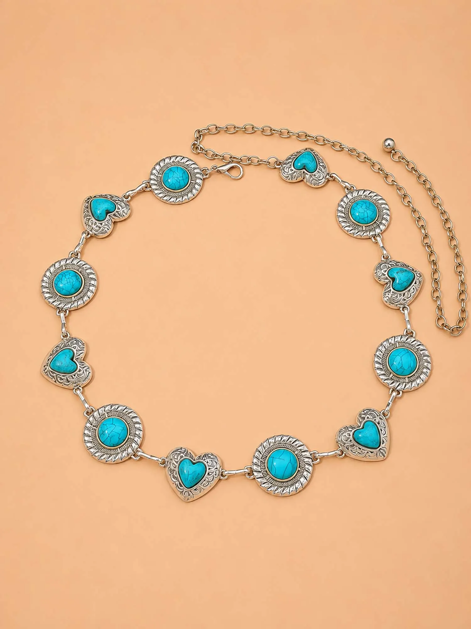 Vintage Metal Concho Chain Belt | Western Boho Summer Beach Waist Chain for Women