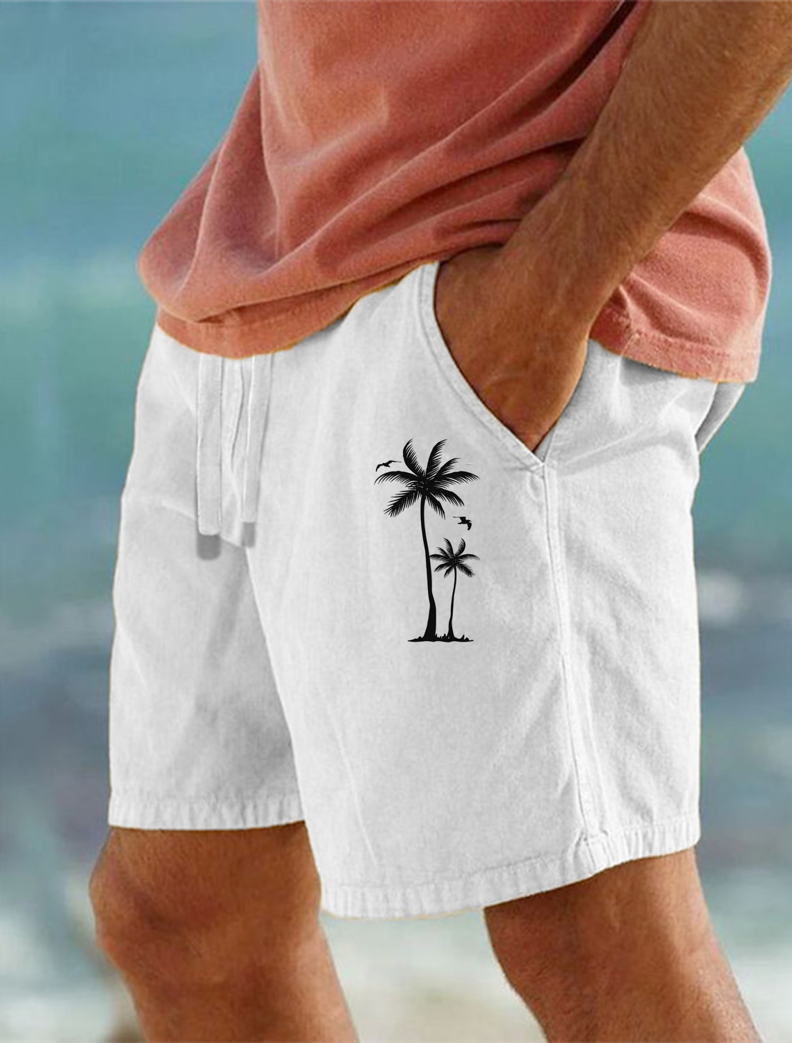 Men's Silhouette Palm Tree Printed Comfortable Breathable Beach Shorts