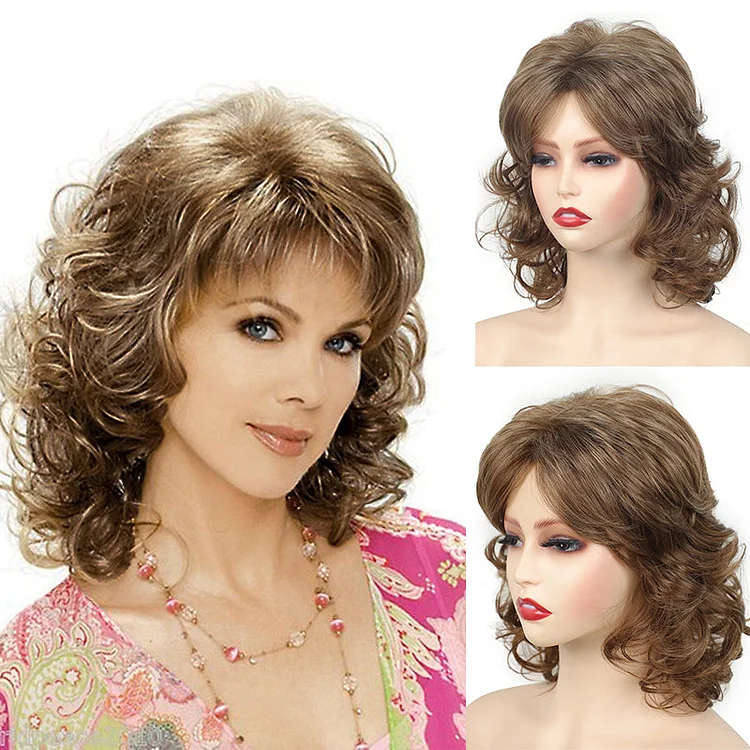 Short Cruly Bob Wig with Air Bangs