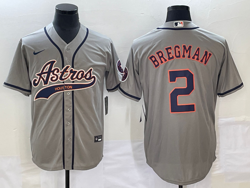 Men's Houston Astros Alex Bregman #2 Gray Replica Jersey Joint Edition mysite