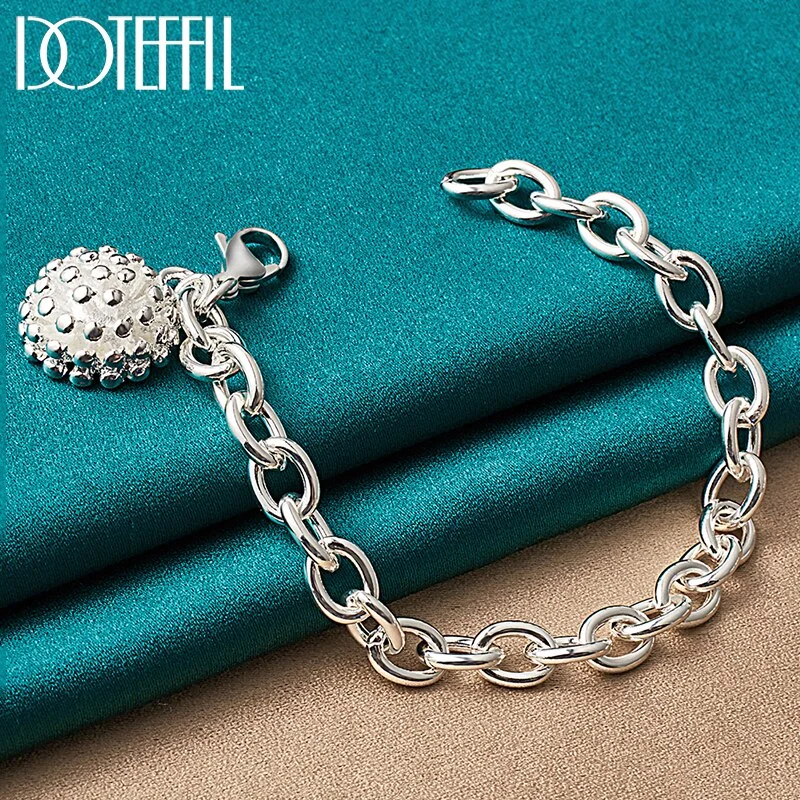 925 Sterling Silver Firework Coral Pendant Bracelet Thick Chain For Man Woman Jewelry