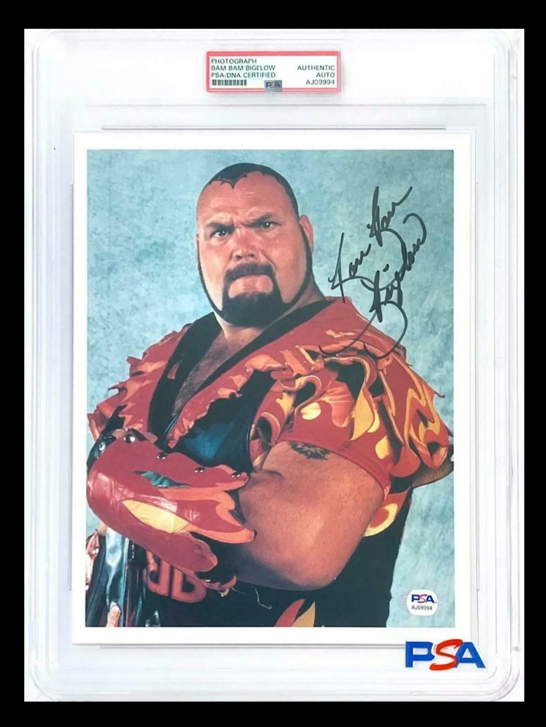 WWE BAM BIGELOW HAND SIGNED 8X10 Photo Poster painting ENCAPSULATED WITH PSA COA VERY RARE