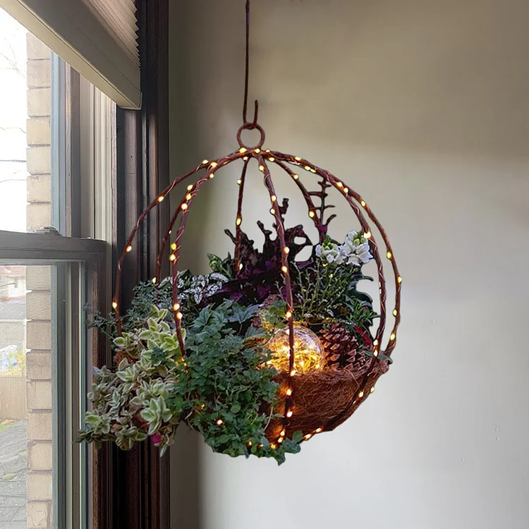 Pre-lit Artificial Christmas Hanging Basket