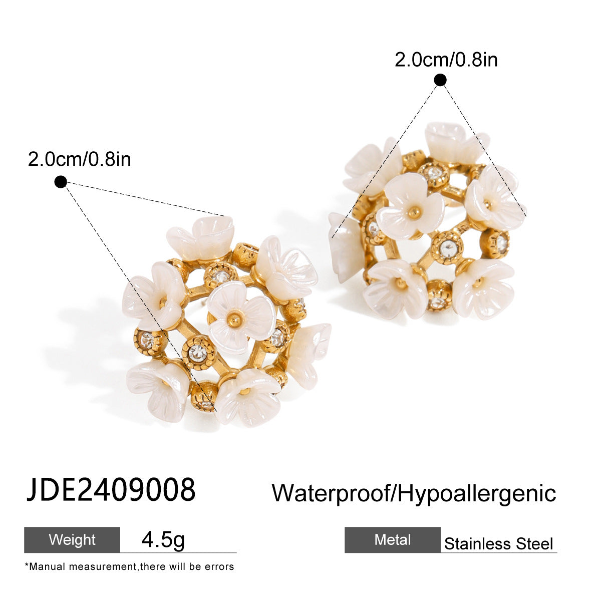 Flower Flower Stainless Steel Electroplating Stud Earrings