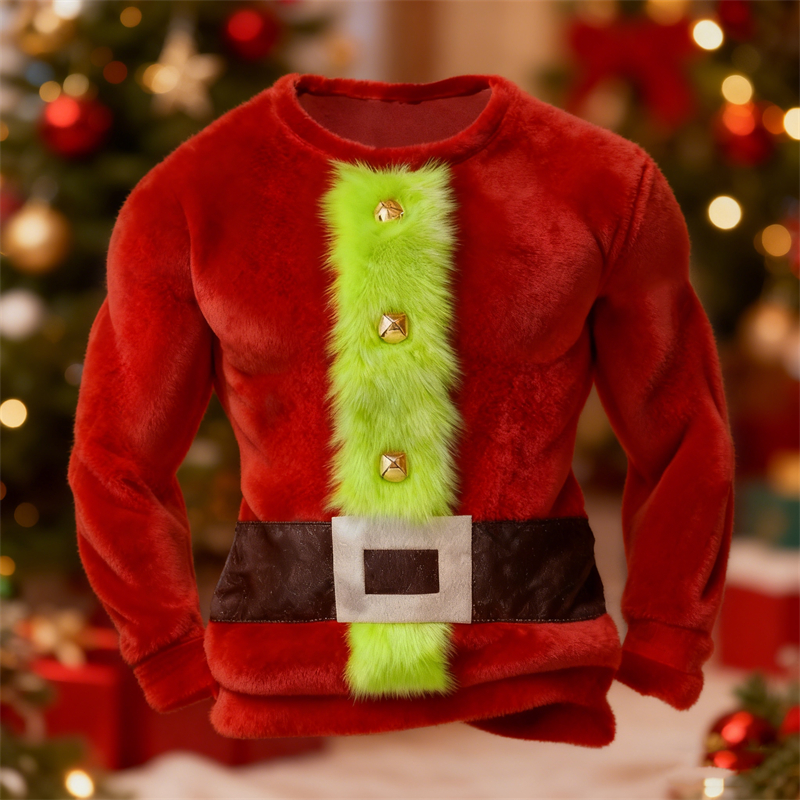 Men's Christmas Monster Santa Claus Cozy Plush Sweatshirt elevenforest