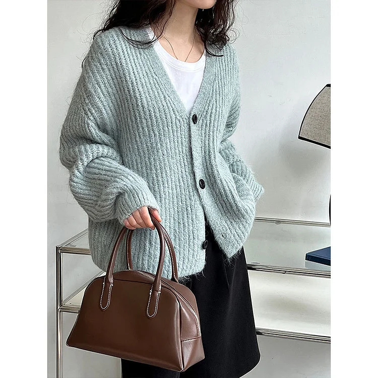 Gentle Style Wool Knit Sweater Outerwear