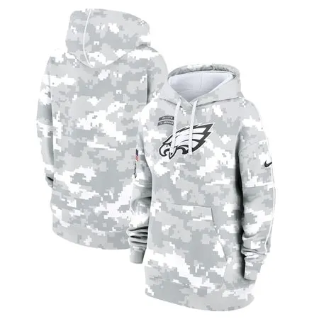 Women's Philadelphia Eagles  Arctic Camo 2024 Salute To Service Club Fleece Pullover Hoodie