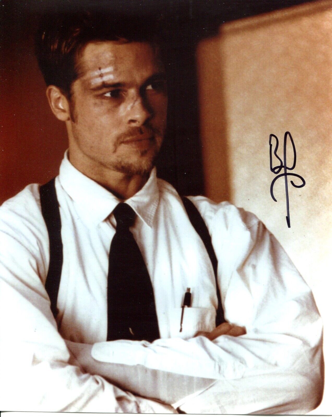 Brad Pitt signed SEVEN movie scene 8x10 Photo Poster painting