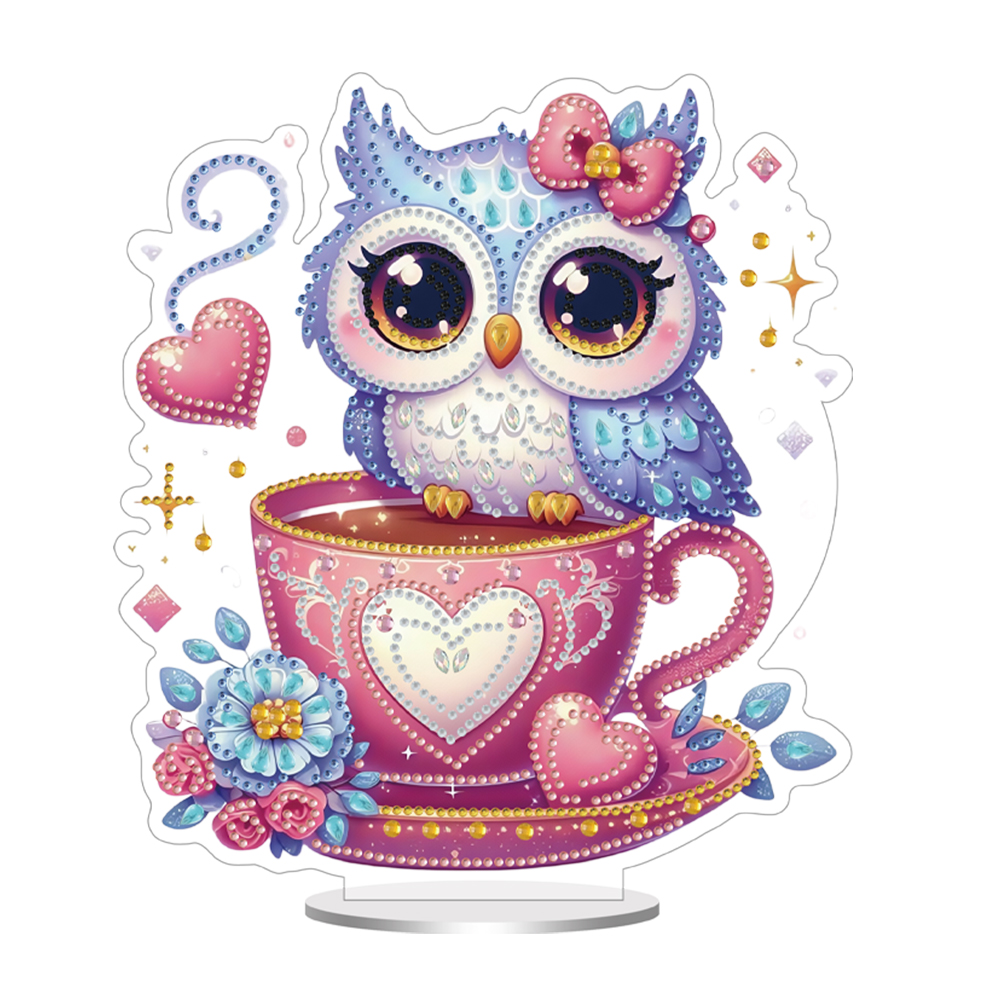 Acrylic Special Shape Owl Cup Diamond Painting Desktop Ornaments for Home