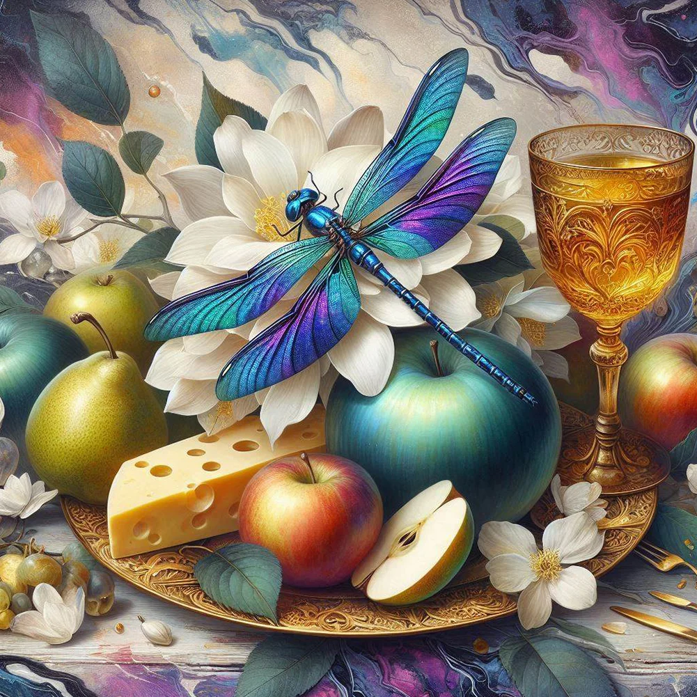 Full Round Diamond Painting - Fruit Plate Dragonfly(Canvas|30*30cm)