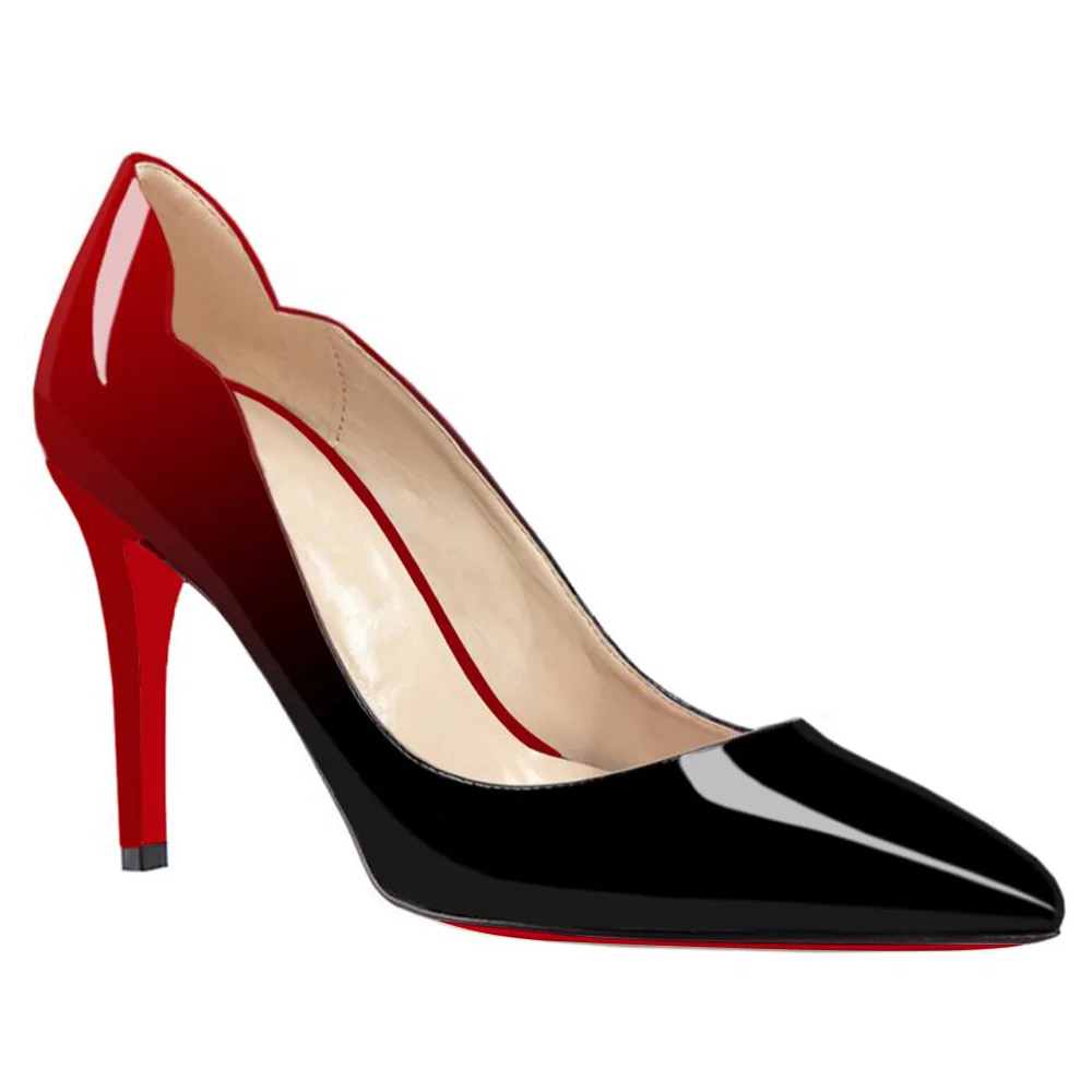 90mm Women's Kitten Heeled Party Red Bottom Pumps Patent/Suede-vocosishoes
