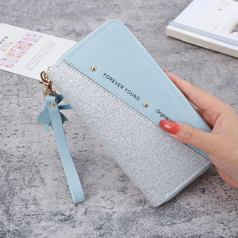Small Handbags for Women Fashion 2022 Trend New Wallets Pure Color Wool Ball Bow Clutch Bag Women's Long Bag Card Bag Coin Purse