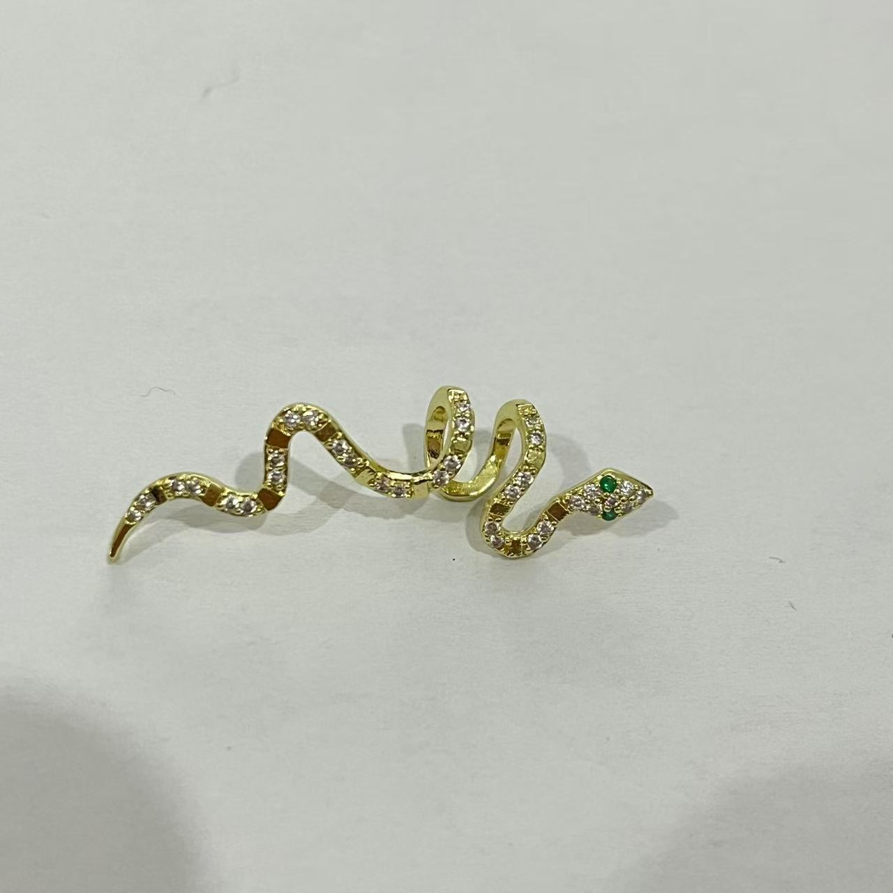 Snake Ear Bone Clip Gold Plated Zirconia Earrings