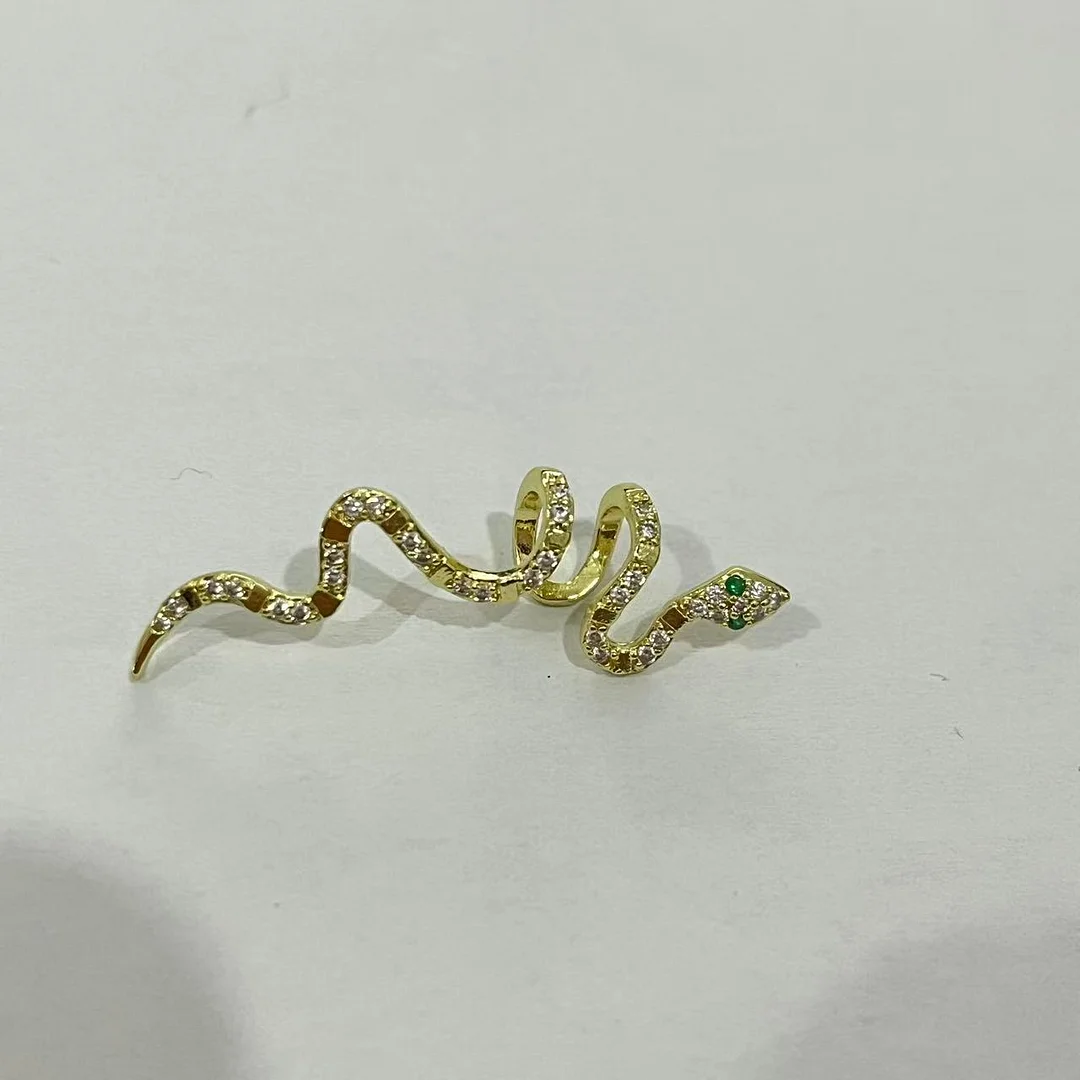 Snake Ear Bone Clip Gold Plated Zirconia Earrings