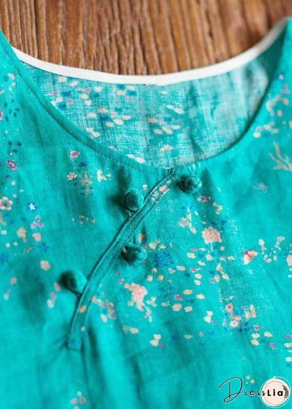 Women Green Print dresses O-Neck Patchwork A Line Spring Dresses