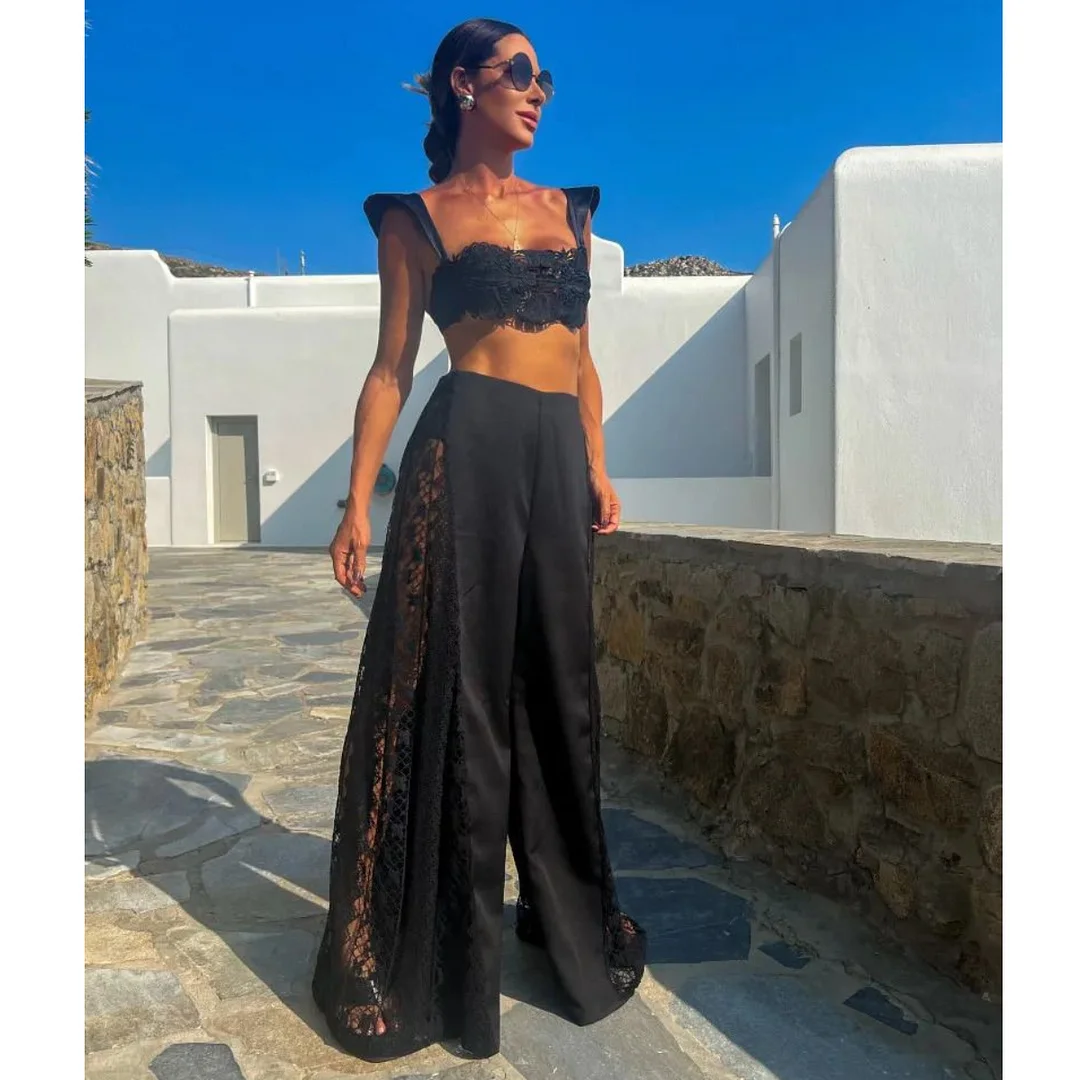 Zingj 2025 New Split Swimsuit Trousers Beach Set Three-Piece Solid Color Sexy