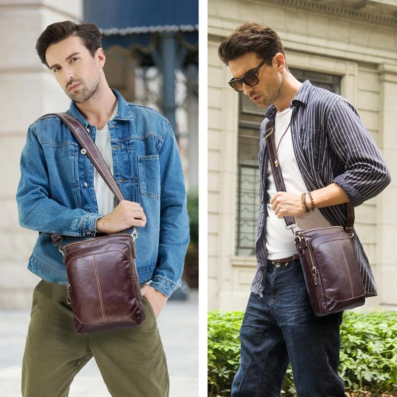 Retro Handmade Cowhide Leather Men's Single Shoulder Bag