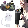 [US Local Warehouse] Halloween Acrylic Lid Charms with Cute Ghost Straw Cap for Stanley 40oz Tumbler